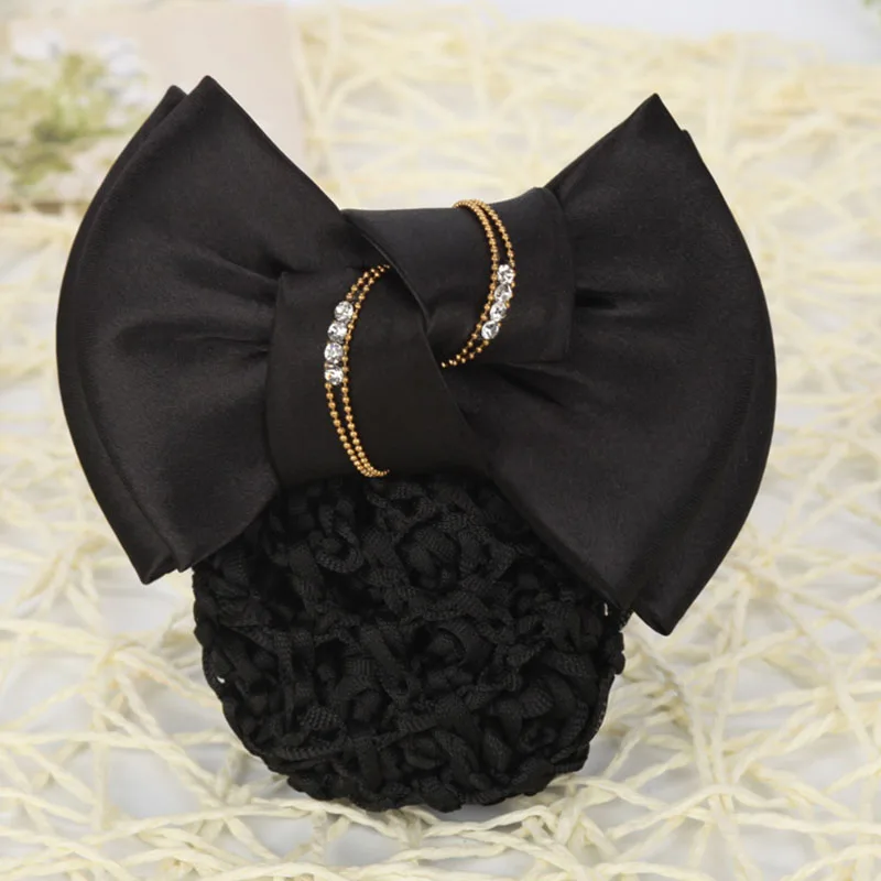 

Women Solid Color Satin Bow Barrette Hair Clip Cover Net Tulle Hair Bow Bowknot Bun Snood Hair Net Headwear Hair Accessories