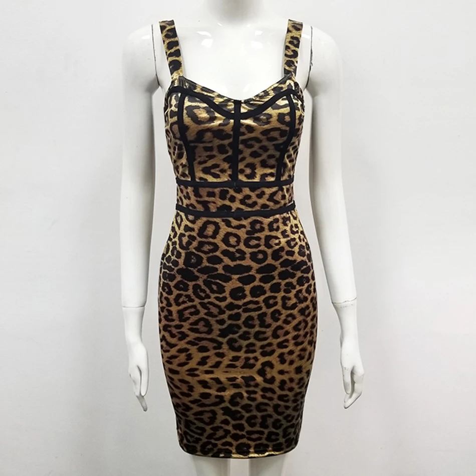 Amily.c 2020 летнее Новое Сексуальное Тонкое Клубное леопардовое облегающее платье на