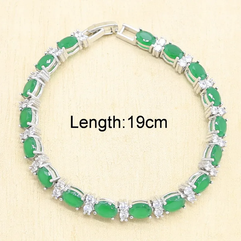 Зеленый Кристалл Серебряный свадебный набор украшений для женщин серьги