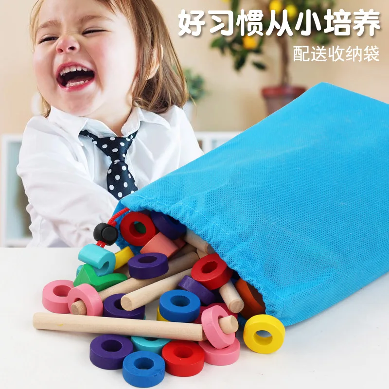

Rainbow Digital Clock kindergarten supplies Learning Clock 0-12, Wooden clock cognitive learning education ring children's toys