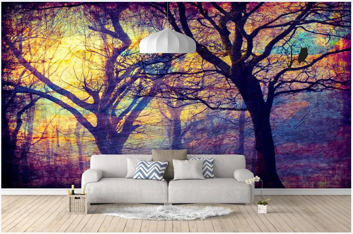 

Custom photo wallpaper for walls 3 d murals Modern oil painting woods forest idyllic living room TV background wall papers decor