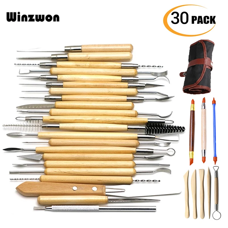 30/40 шт. DIY деревянная ручка инструменты для лепки из глины Скульптура Инструменты