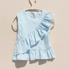 От 2 до 16 лет лето для маленьких детей, одежда для подростков, школьная Блуза для девочек детская юбка-американка с белым топом на бретелях для девочек; Топы; Детская одежда; Детские блузки для детей, детская одежда