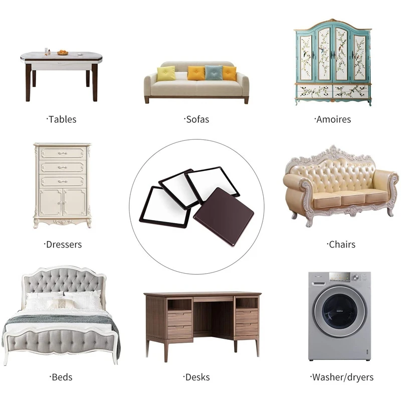 

16Pc Furniture Sliders and Gliders Square Self Adhesive Chair Leg Sliders Floor Protector Pads for Moving Furniture