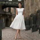 Женское свадебное платье с рукавами, открытой спиной и карманами