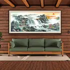 Алмазная живопись водопад Пейзаж Вышивка крестиком полный круглый квадрат восходящее солнце Алмазная вышивка картина Стразы Декор