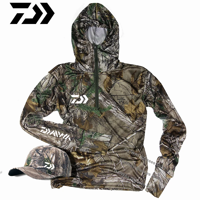 

Daiwa Summer Ultra-Thin Bionic Camouflage Shirts Anti-Mosquito Fishing Hunting Clothes Tactical Ghillie Tops Jacket Clothes