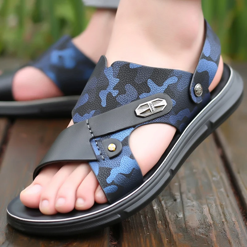 

Genuine Leather Summer Sandals Men Outdoor Comfortable Beach Shoes Fashion Shoes Indoor Slides Man Flat Slippers Home Flip Flops