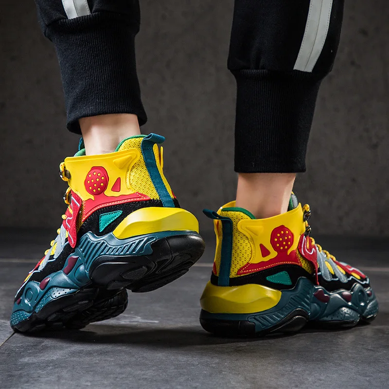 Высокие кроссовки мужская повседневная обувь на шнуровке массивном каблуке