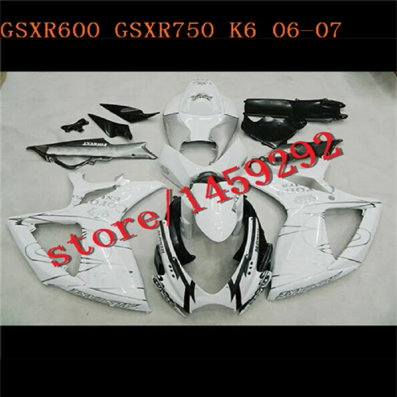 

ABS Injection Fairing white Bodywork Panel Kit Set Fit for Suzuki GSXR600/750 K6 2006-2007 Motorcycle