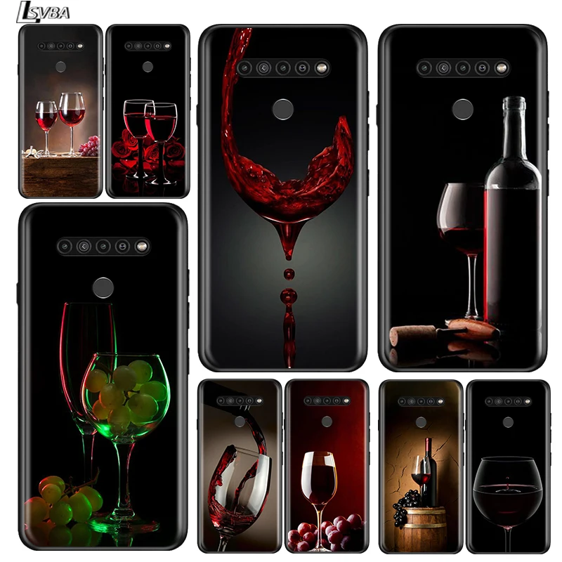 

Red wine glass for LG G8 G8S G8X V30 V35 V40 V50 V60 ThinQ Q60 K40 K50 K51 K61 K71 K92 K62 Soft Black Phone Case