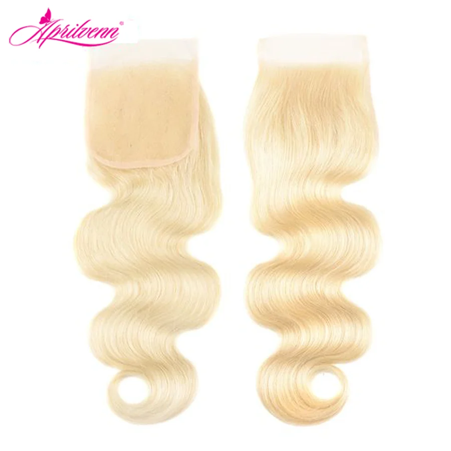 Aprilvenn Hair Blonde Remy Hair Brazilian Body Wave Closure Free Part #613 Human Swiss Lace Closure Hair Lace 4x4 1 Piece