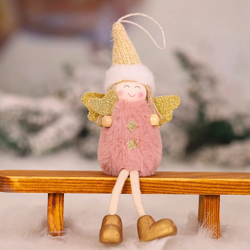 

4Pcs Christmas Ornaments Lovely Plush Doll Angel Girl Hanging Pendant & 30Pcs 6cm Christmas Balls Ornaments