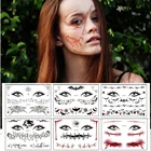 12 видов временных татуировок на Хэллоуин, водонепроницаемые одноразовые наклейки для макияжа для вечеринки, боди-арт, жуткий паук, шрам паутины