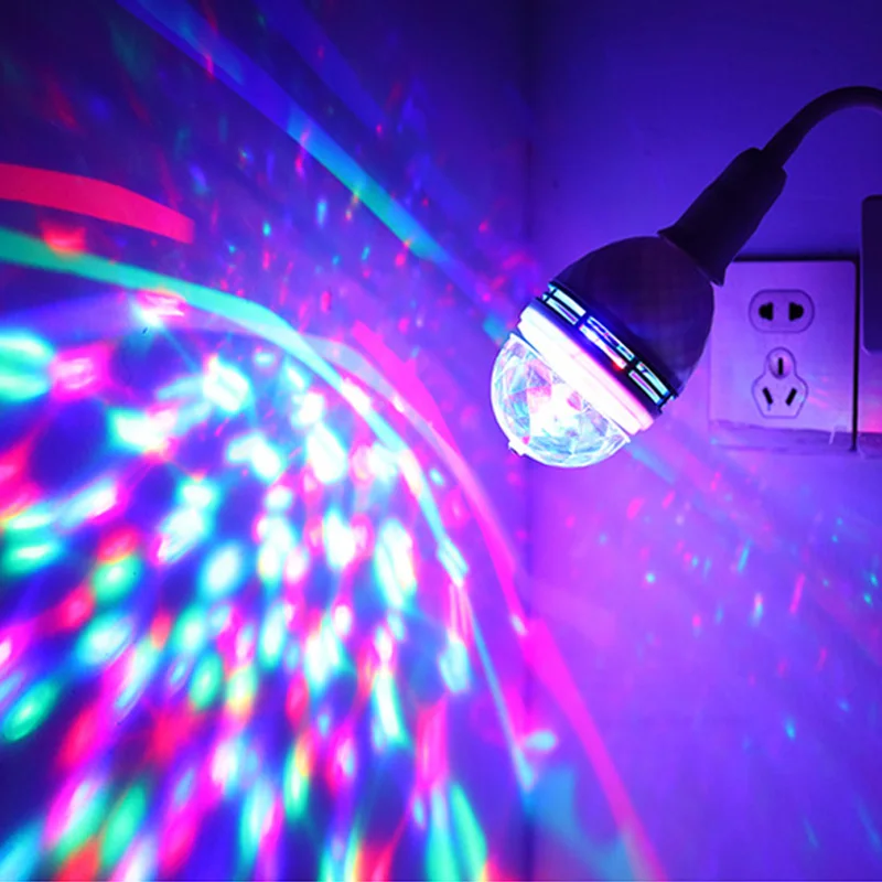 

2 шт. E27 B22 3 Вт цветной Вращающийся сценический RGB светодиодный светильник лампы стробоскопа вечерние светильник диско ди-джей лампа сцениче...