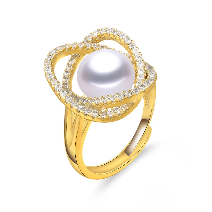 

Dainashi 2021 Gold Plated 925 Sterling Silver Jewelry Rings For Women 10-11mm Real Natural Freshwater Pearl Bread Round AAAA