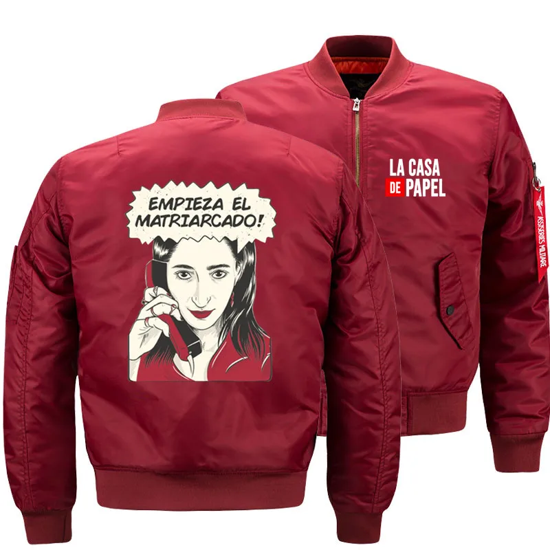 Kaban mont erkek US Size La Casa De Papel Money Heist House Of Paper Men Jackets Pilot Air Force Army Military Motorcycle | Мужская