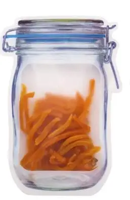 blue 4pcs 4 шт./партия многоразовые портативные сумки на молнии с баночкой Mason Jar для домашнего хранения герметичные пакеты для хранения пищевых продуктов мешочки для закусок сэндвич Ziplock - Цвет: blue 4pcs