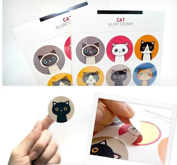 

30packs/lot Cartoon cat illust sticker note label Multifunction Cartoon DIY Paper Sticker Sign post wholesale