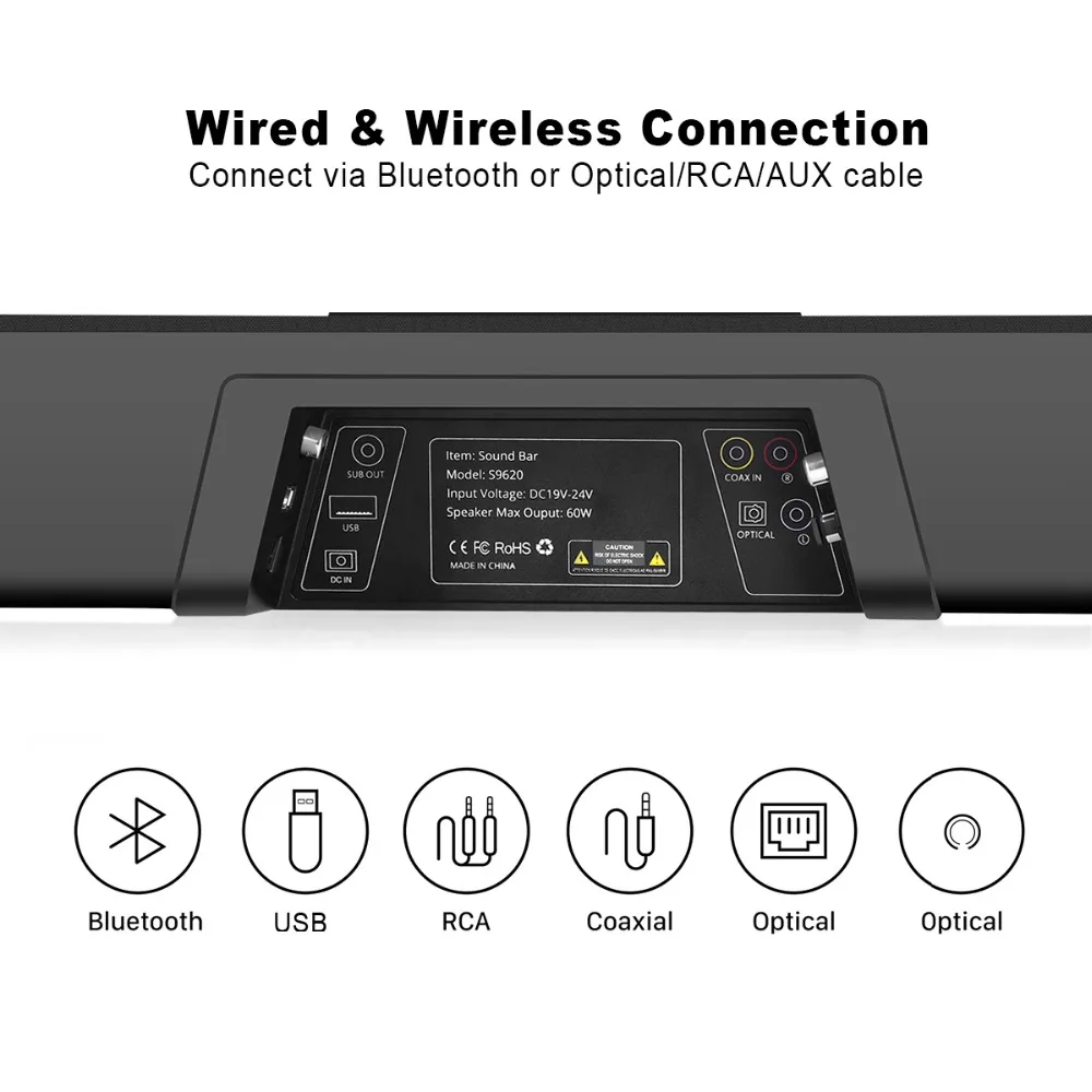 120 Вт звуковая система для домашнего кинотеатра, саундбар, 2,1 ТВ, Bluetooth, динамик, поддержка, оптический AUX, коаксиальный, звуковая панель, сабвуфер, динамик s для телевизора
