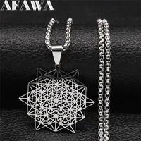 stainless steel yoga flower of life chain necklaces for women silver color choker necklace jewelry acier inoxydable n1191s02