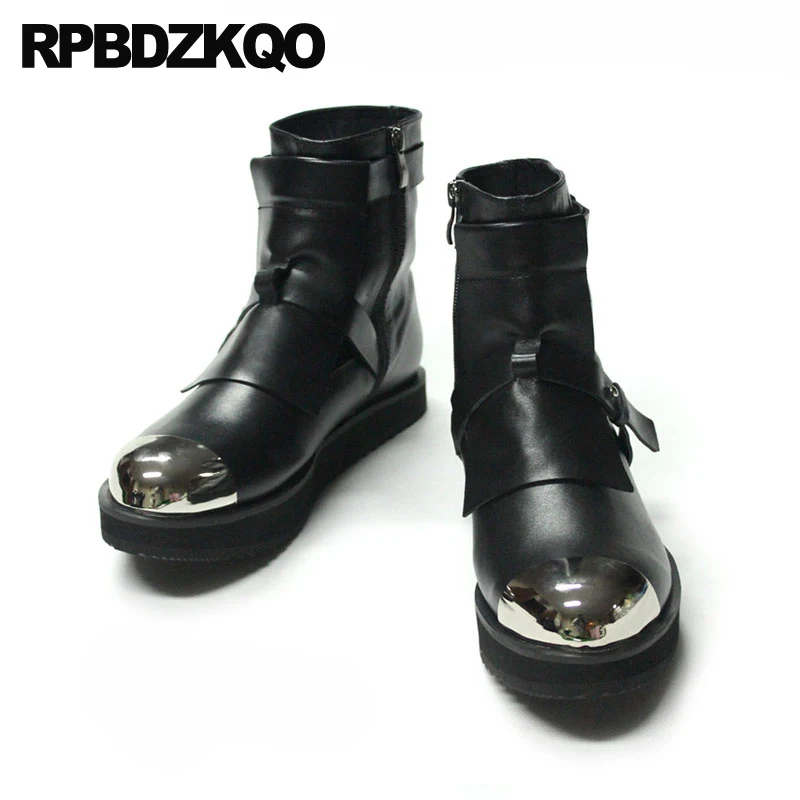 панк мужская Плюс размер ретро мото боты металик молния высокое качество