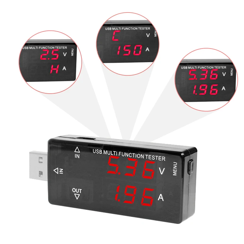 Цифровой USB вольтметр тестер напряжения амперметр измеритель тока емкости