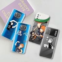 anime haikyuu transparent silicone case for xiaomi mi poco x3 nfc m3 10t pro f3 gt f1 x2 f2 11 lite 9t note 10 phone cover capa