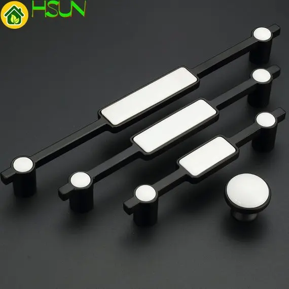 

5'' 7.55'' 10'' Black White Dresser Pulls Handle Knobs Drawer Pull Porcelain Cabinet Door Pulls Knobs Furniture Ceramic Handle