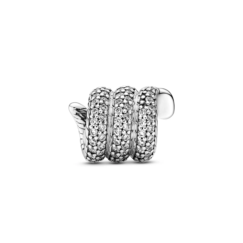 

Silver Snake Charm 925 Sterling Silver Sparkling Wrapped Snake Charm fit Pandora Bracelet CZ Original Silver 925 jewelry