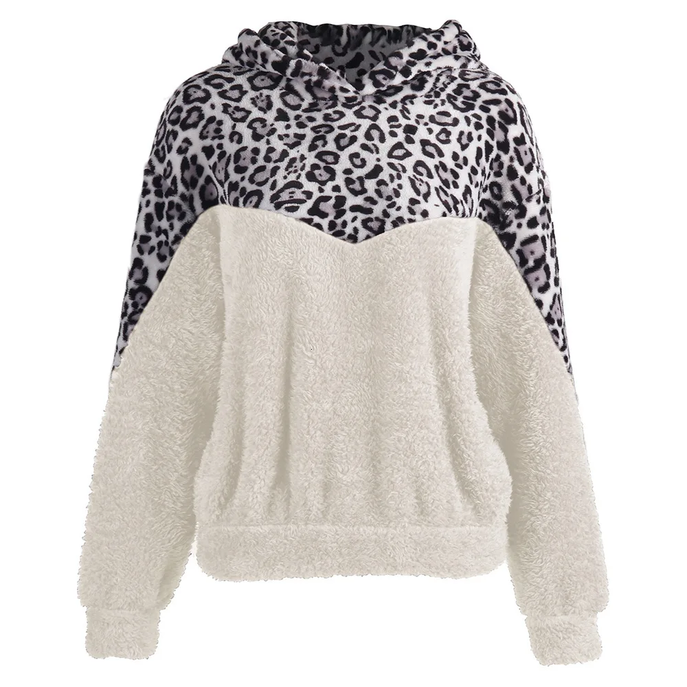 

Leopard Print Split Joint Long Sleeve Even Midnight Woman Autumn Pullover Two-sided Lint Jacket