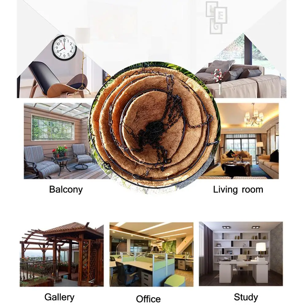 1pcs Garden Plant Planter Flower Basket Wrought Coconut Half Round Flowerpot Hanging Pots Window Rattan Decor Wall Iron | Дом и сад
