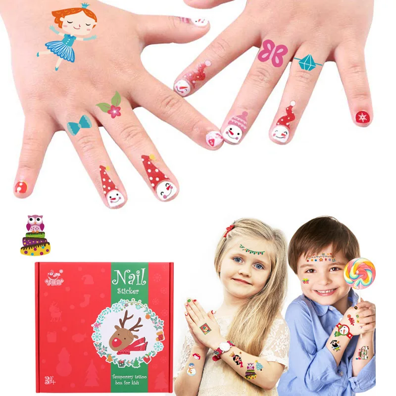 Рождественские Мультяшные татуировки для детей милые поддельные тату детские