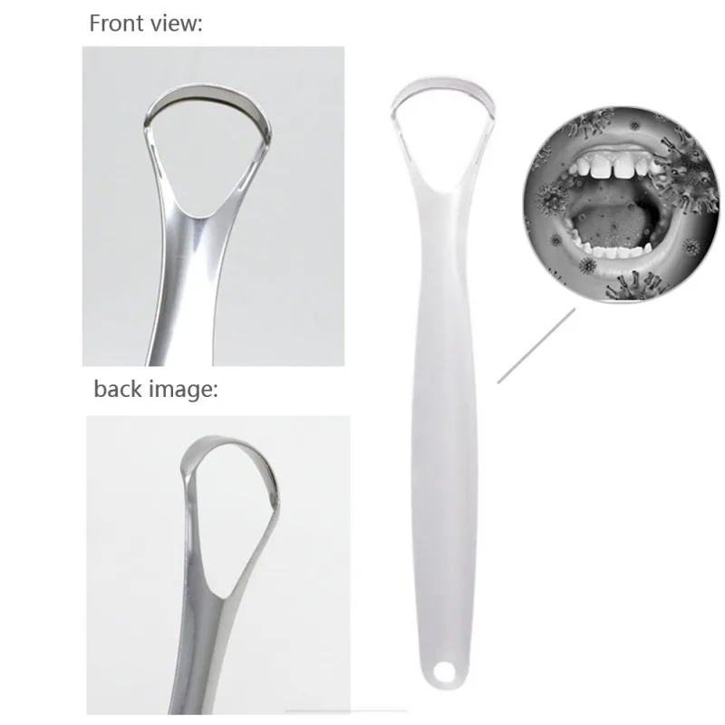 

Tongue Scraper Stainless Steel Oral Tongue Cleaner Brush Fresh Breath Cleaning Coated Tongue Toothbrush Oral Hygiene Care Tools