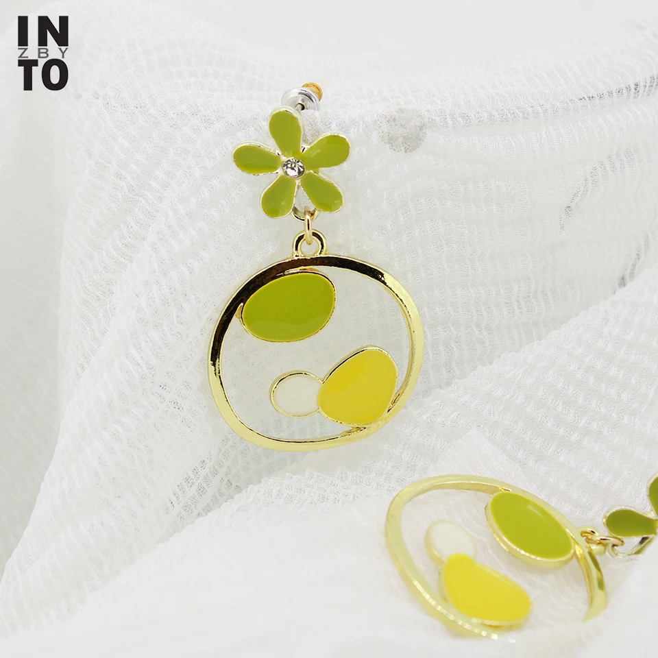 В хрустальные цветочные Висячие серьги модные ювелирные изделия золотого цвета