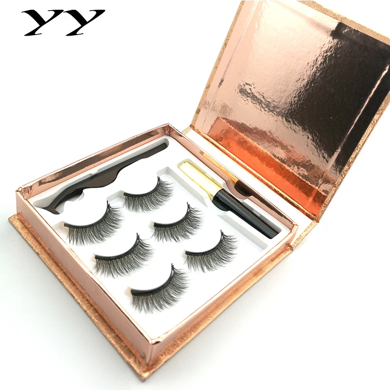 3 пары 3D Магнитных накладных ресниц ручной работы и магнитная подводка для глаз