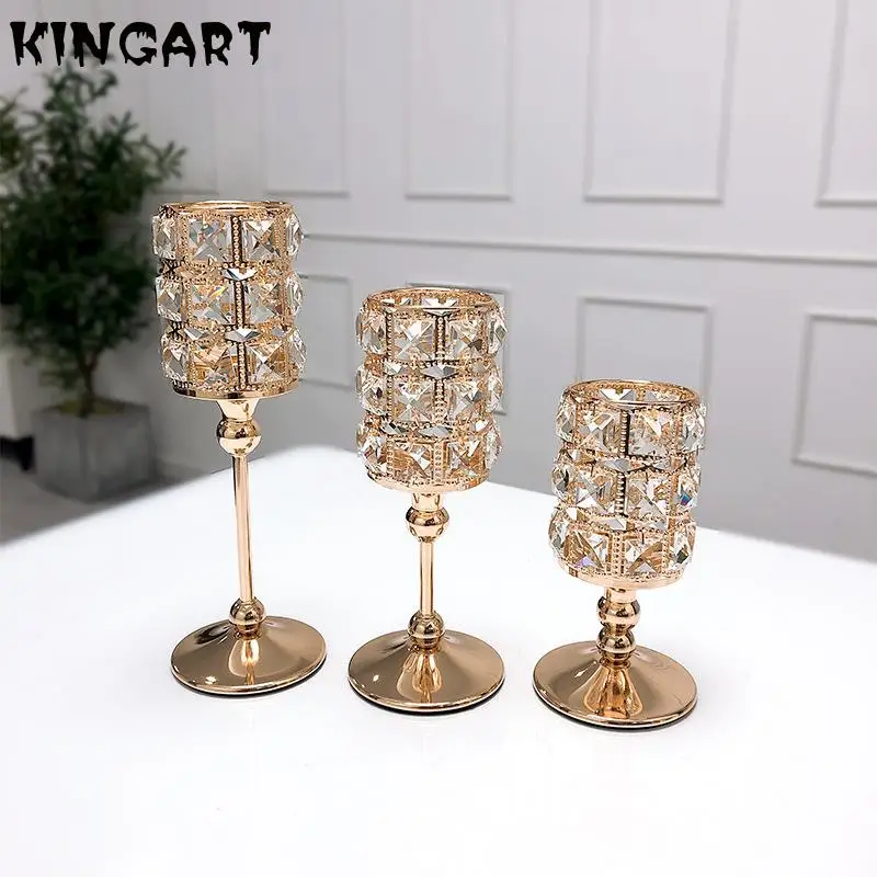 Хрустальный подсвечник Роскошный Серебристый свадебный стеклянный Золотой