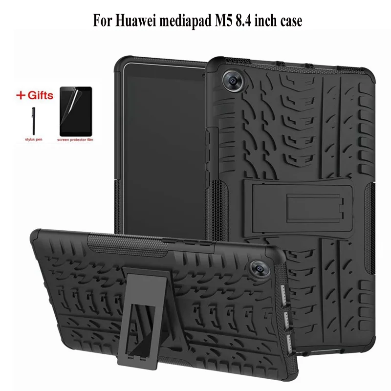 

Rugged Hybrid Heavy Duty Armor Case For Huawei Mediapad M5 8.4 inch SHT-AL09 SHT-W09 Funda Rubber Sport Silicon Cover +film Pen