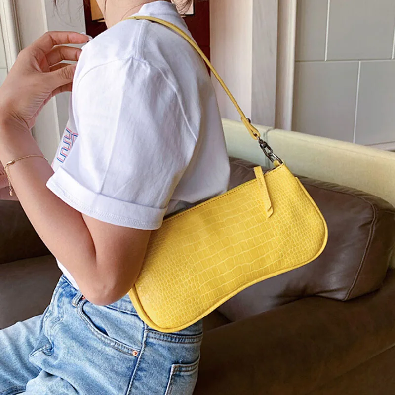 

Women Vintage Split PU Leather Bags Retro Crocodile Pattern Shoulder Bag Casual Solid Ladies Small Messenger Handbag Female Gift