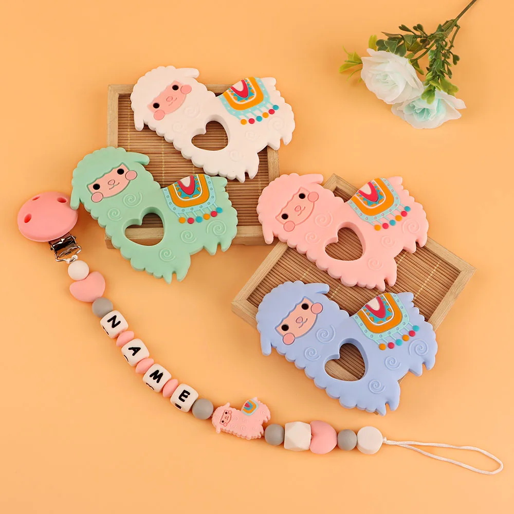 

Kovict 5/10PCS Alpaca Teether Silicone Teething Portable Shower Chewing Pendant Food Grade Nursing Sensory Necklace Accessorie
