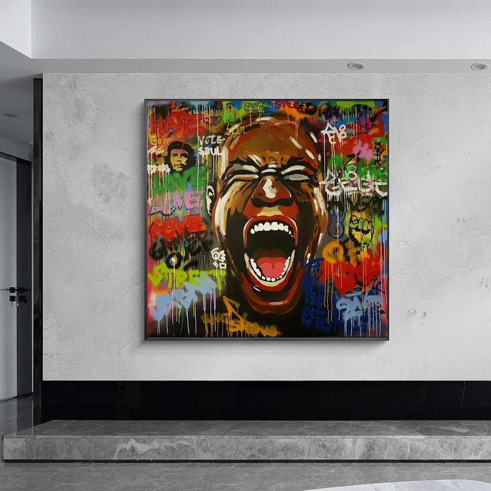 

Street Graffiti Pop Art Bob Marley Screaming Men Posters and Prints Abstract Wall Art Canvas Paintings Pictures Home Decoration