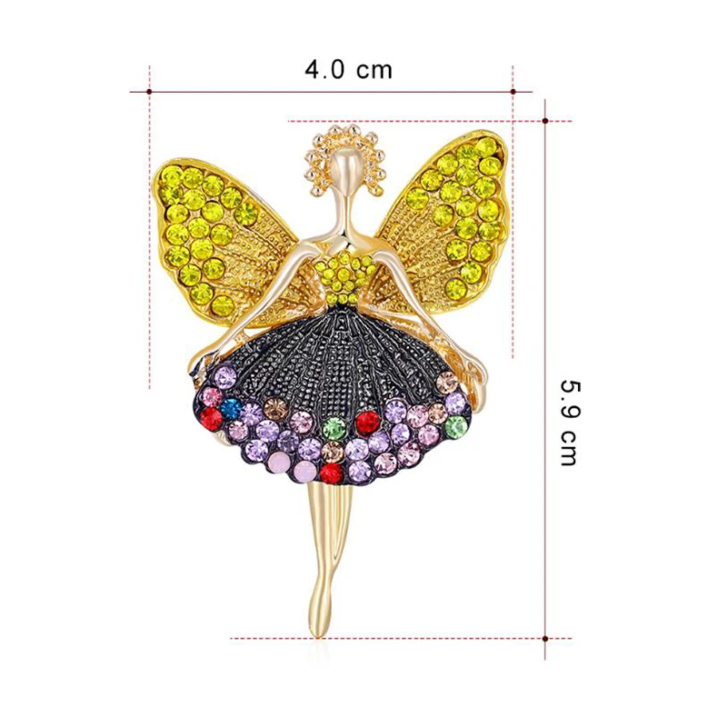 

Fashion Rhinestone Butterfly Girl Brooch Pin Bag Badge Dress Coat Trendy Jewelry