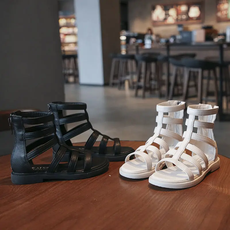 Сандалии в римском стиле для маленьких девочек пляжная обувь с блестками и