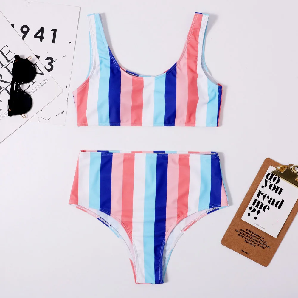 

Sexy Striped High Waist Bikini 2021New Swimsuit Women Swimwear Female Push up Bikini Set Swimming Wear Bathing Suit Swimsuits