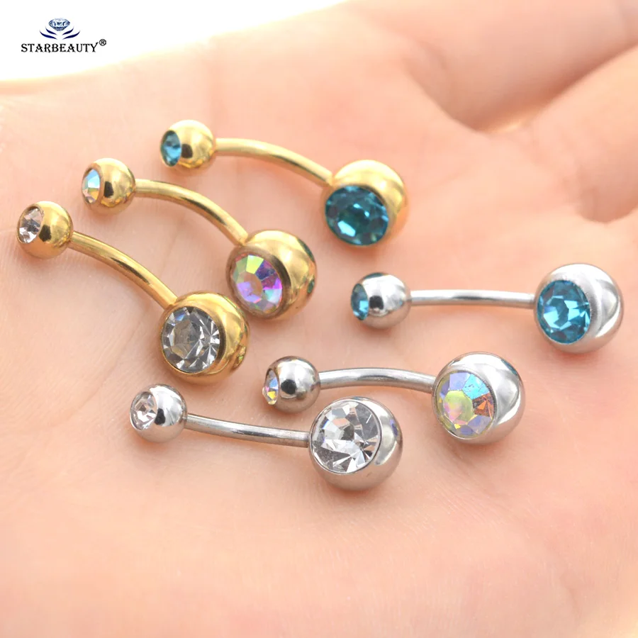 Starbeauty, 14 г, серебро, золото, цвет, бар, хрустальный шар, Пирсинг живота, женские серьги, пирсинг пупка, кольца для пупка, ювелирные изделия