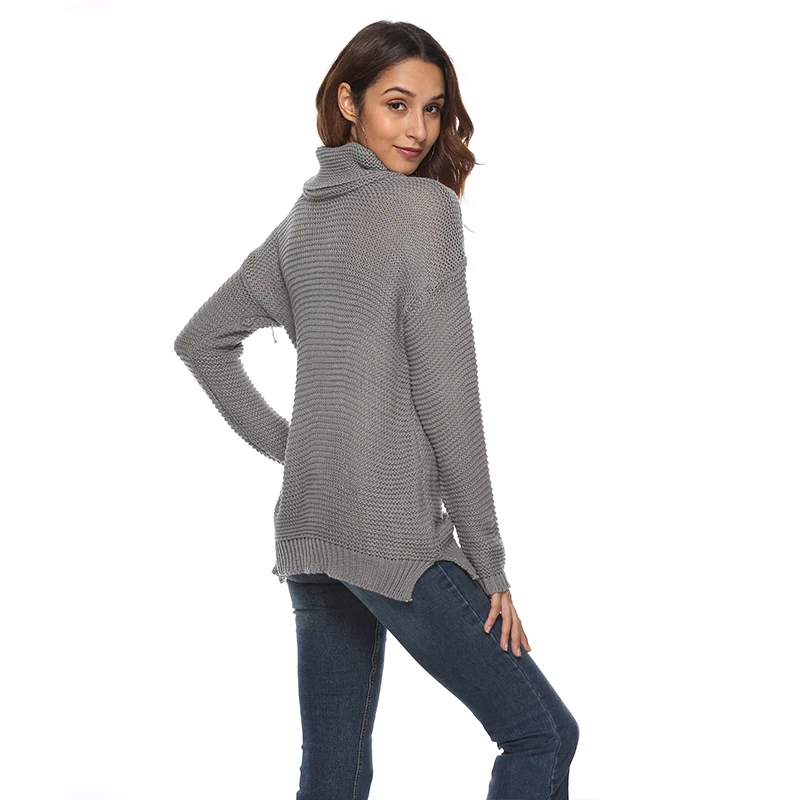 

Winter Women Turtleneck Sweater Female Casual Loose Long Sleeve Warm Sweater Warm Womens Pullover Winter Cable Knitted