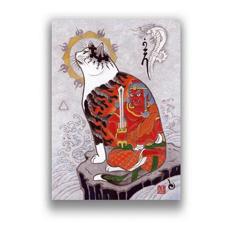 Японский самурайский фотографический бумажный плакат с белым покрытием