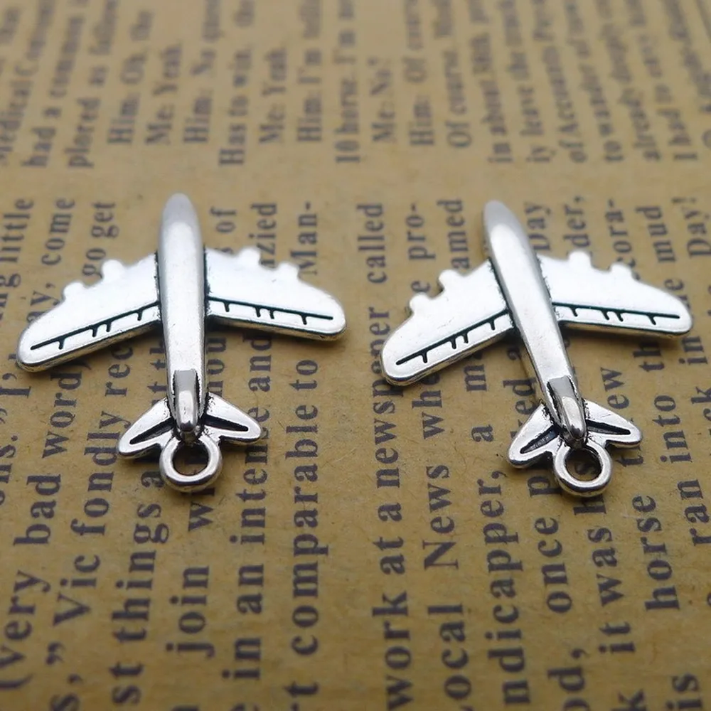 

150pcs Plane Charms 20mm x 22mm DIY Jewelry Making Pendant antique silver color