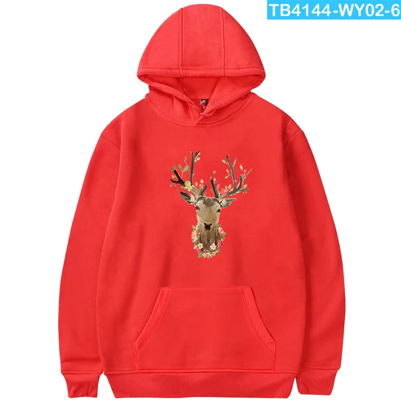 Red WAMNI/брендовые модные толстовки с капюшоном; повседневные стильные пуловеры в стиле Харадзюку с принтом оленя; мужские осенние толстовки; худи больших размеров; - Цвет: Red