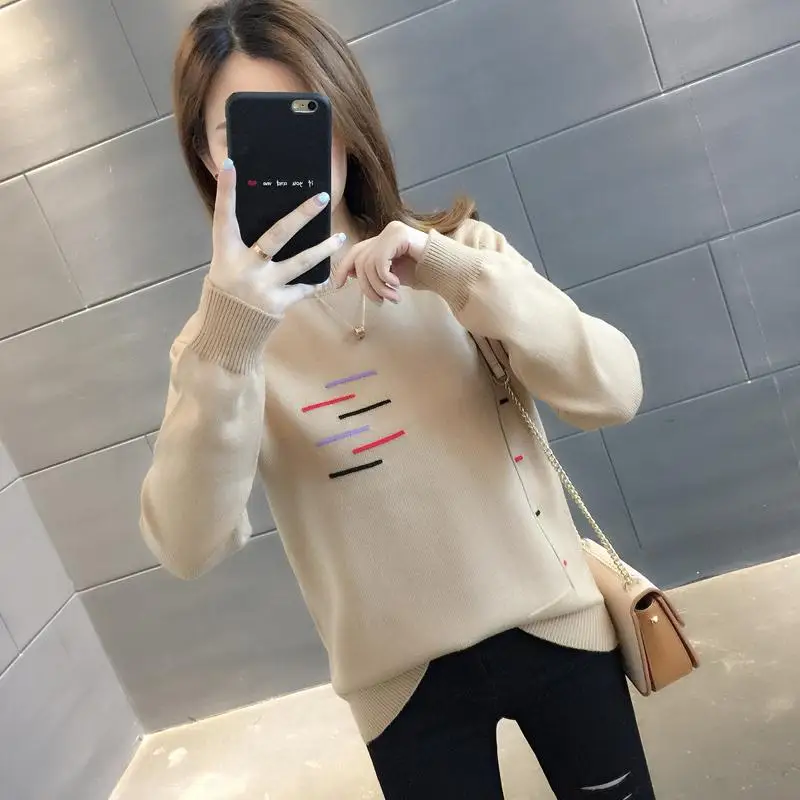

Autumn And Winter Models Low Collar Sweater Women's 2021 New Wave Fashion Loose Knit Bottoming Shirt Wearing Wild Tops